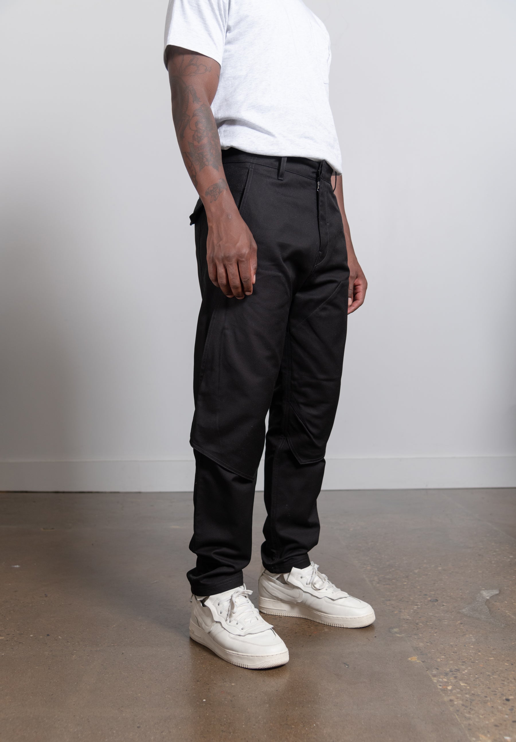 Textured Cotton Workwear Pant Black 30409