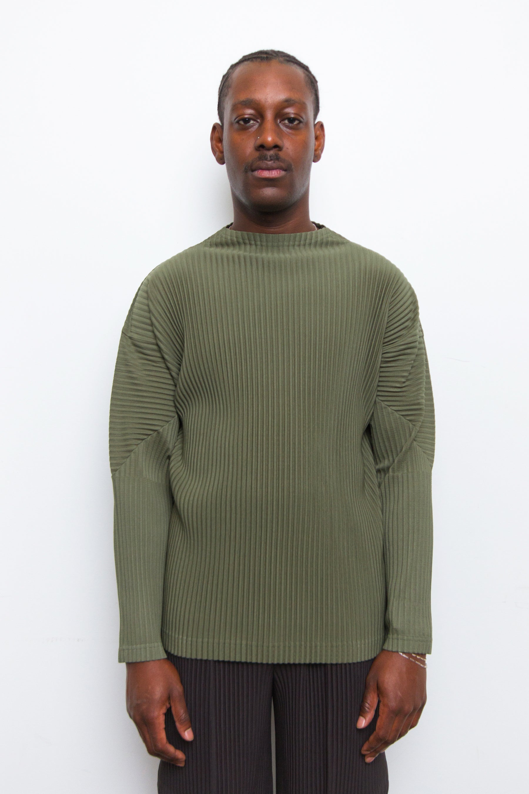 Cargo Pleated Long Sleeve Tee Light Cedar Green JK143-63
