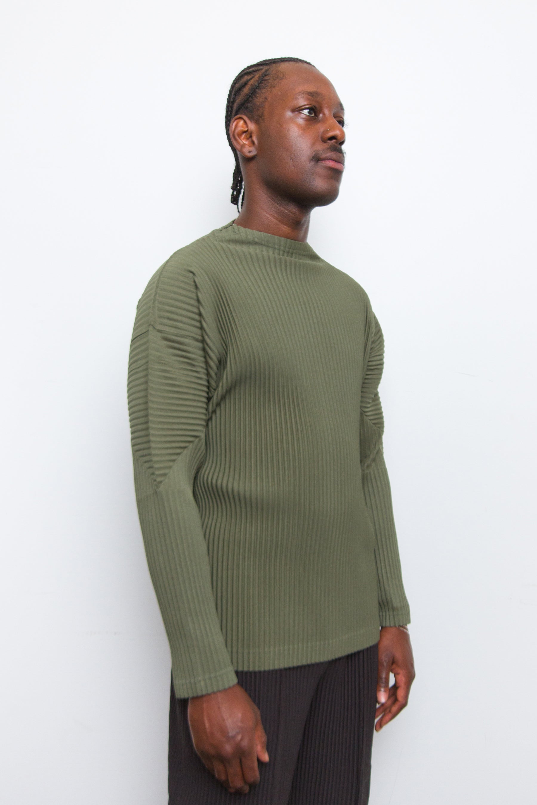 Cargo Pleated Long Sleeve Tee Light Cedar Green JK143-63
