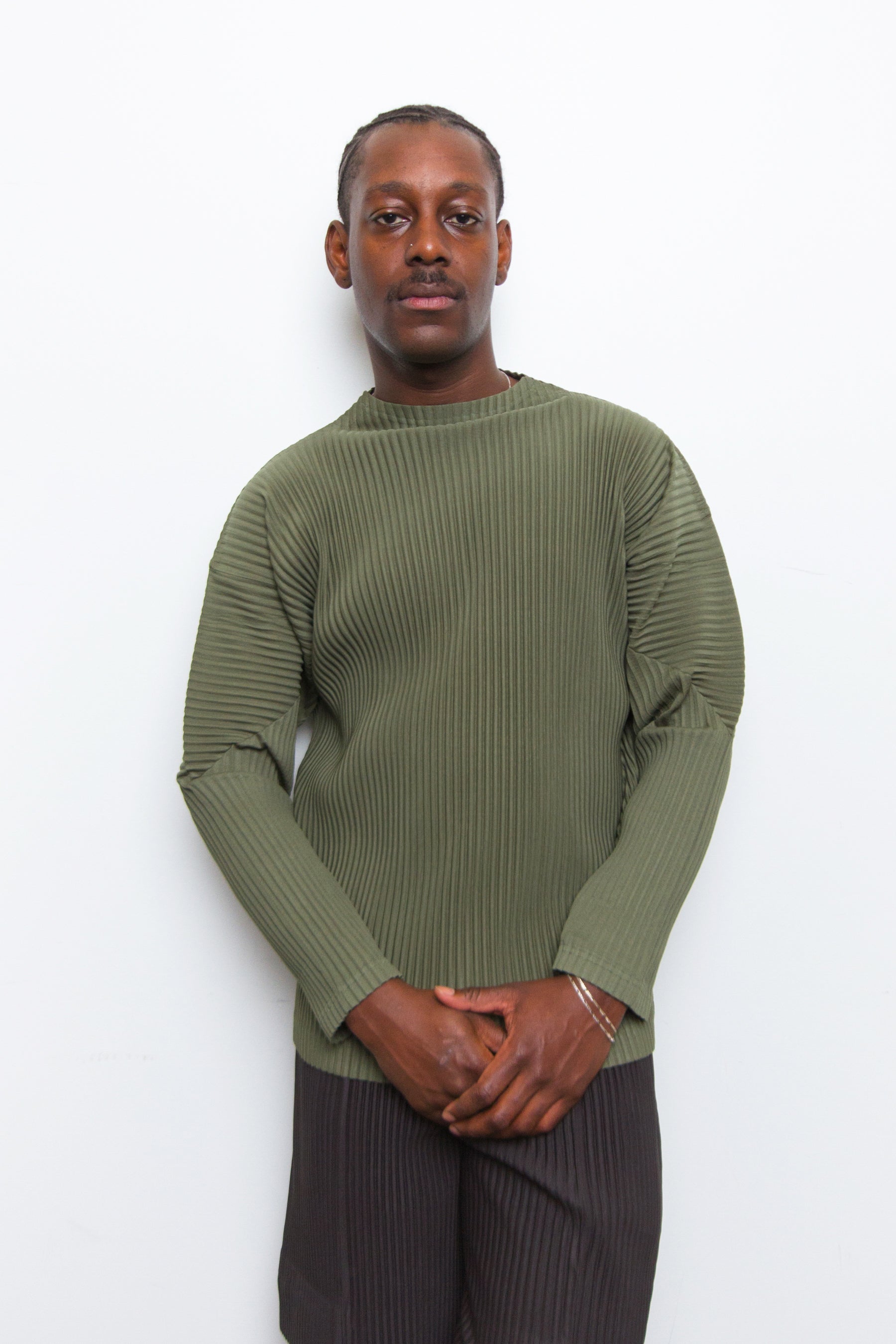 Cargo Pleated Long Sleeve Tee Light Cedar Green JK143-63