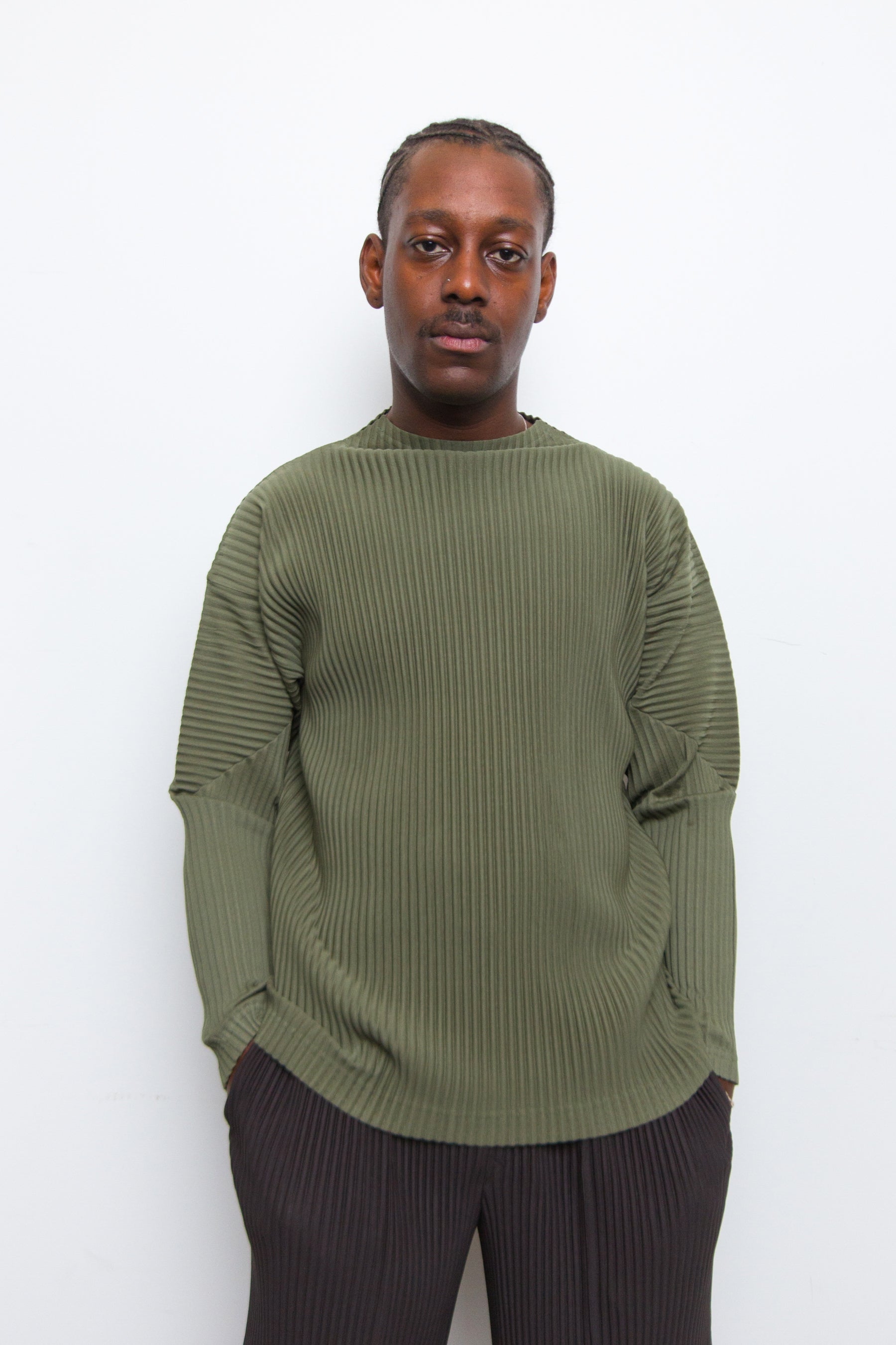 Cargo Pleated Long Sleeve Tee Light Cedar Green JK143-63