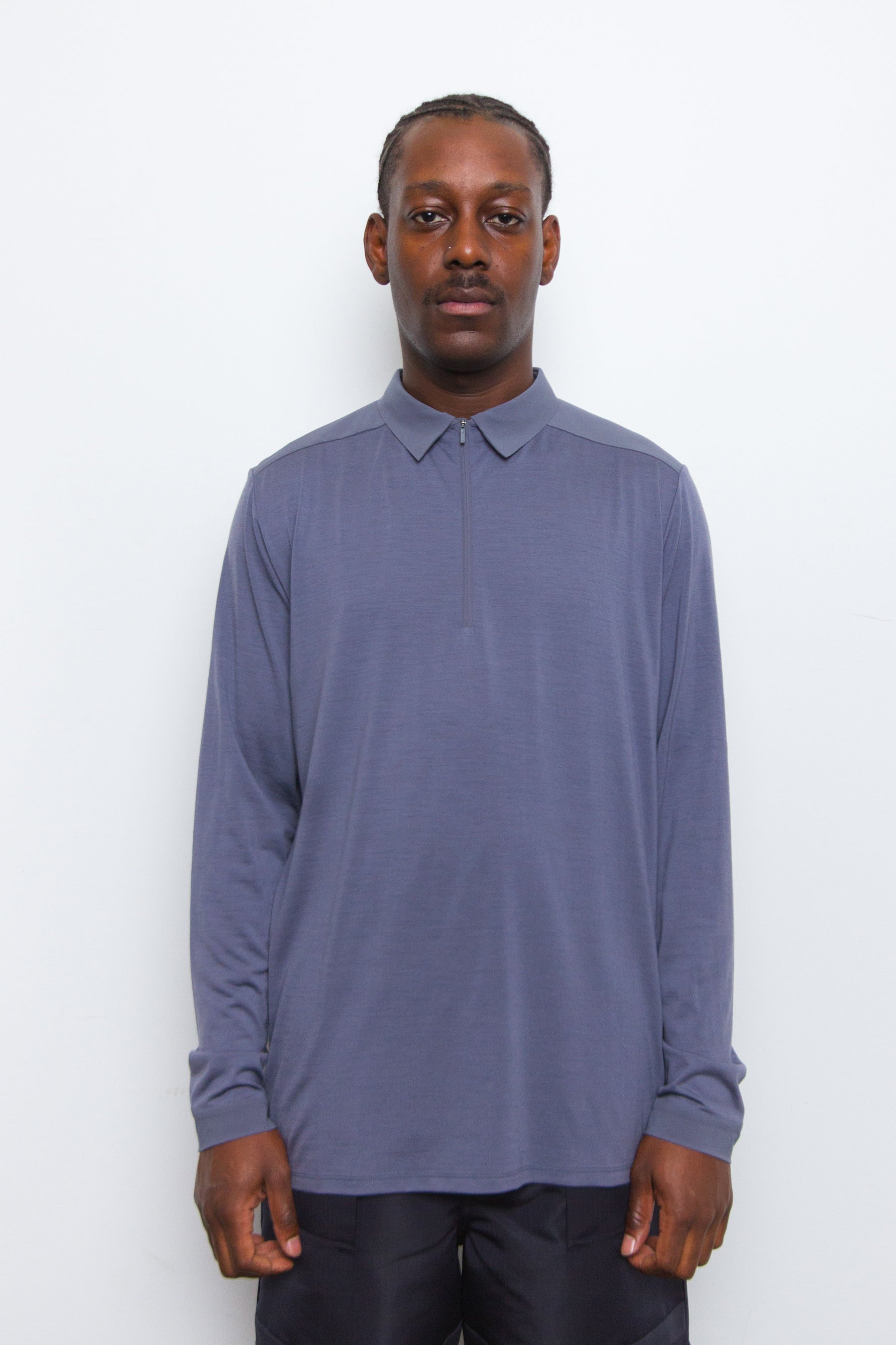 Long Sleeve Frame Polo Overcast