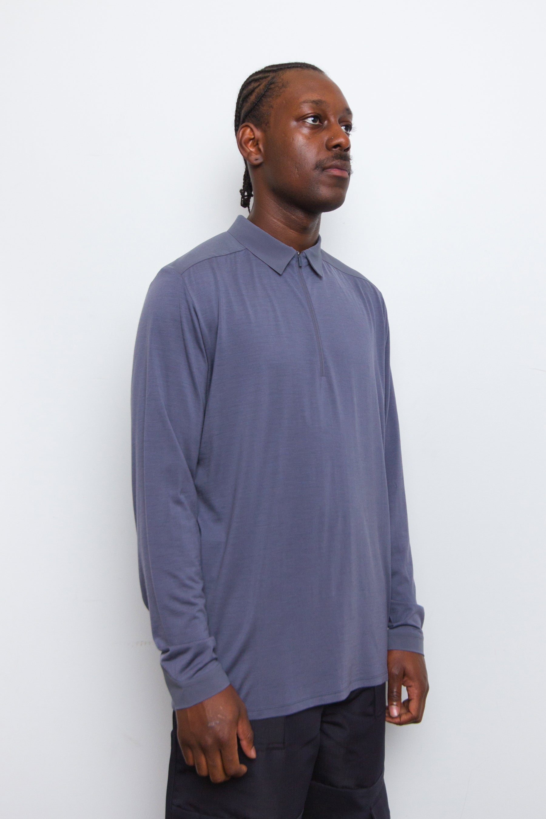 Long Sleeve Frame Polo Overcast