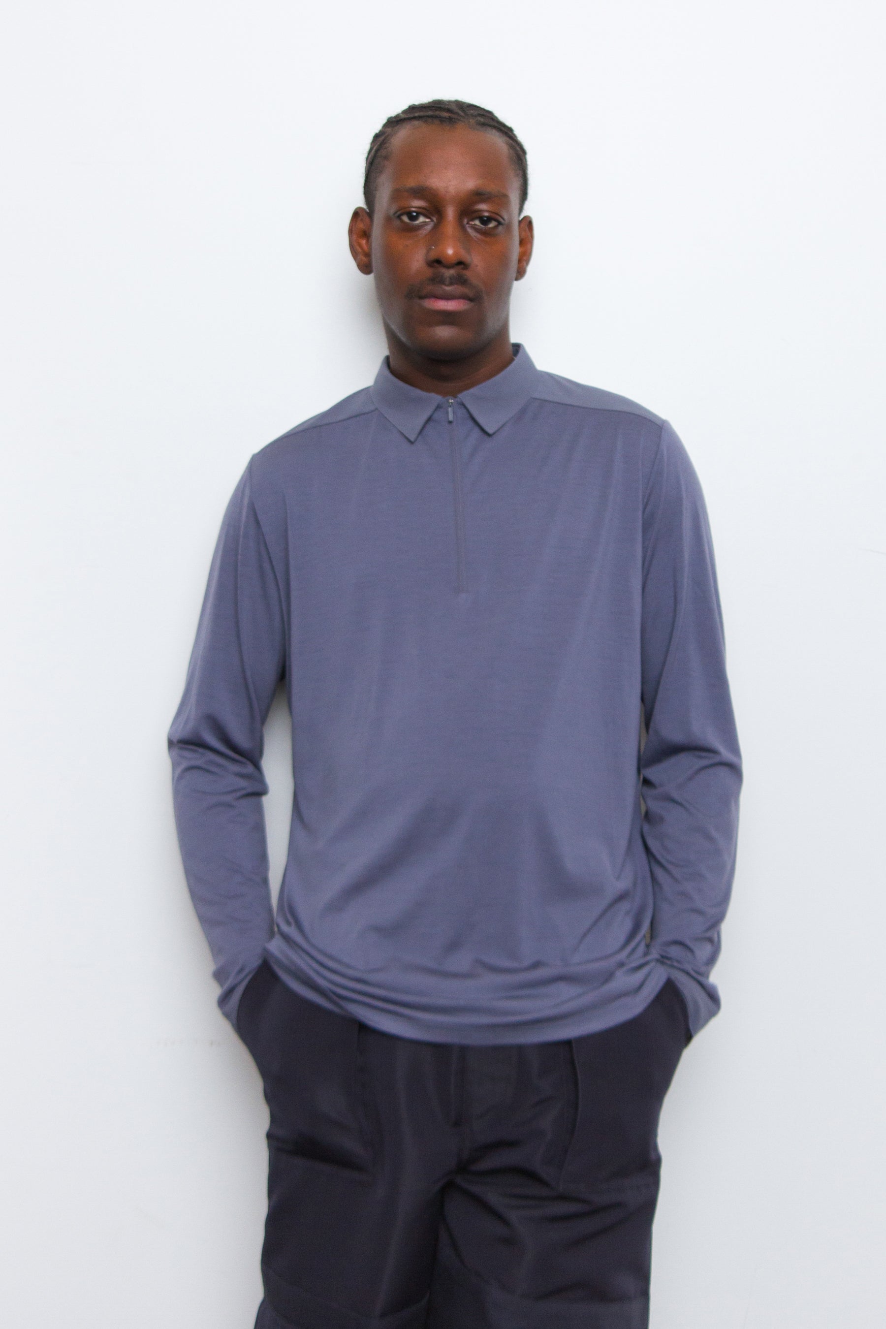 Long Sleeve Frame Polo Overcast