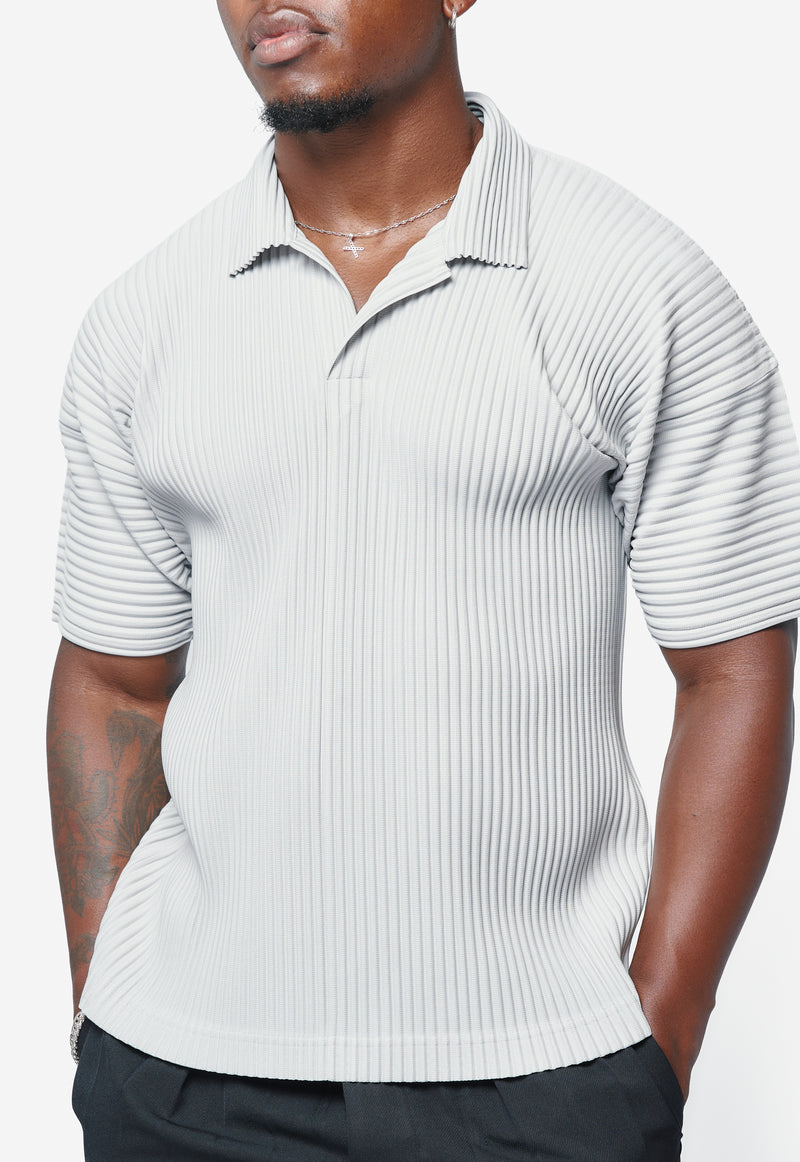 Basics Pleated Polo Light Grey HP59-JM530-11