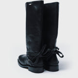 High Engine Boot Black Tensile Cattle Hide