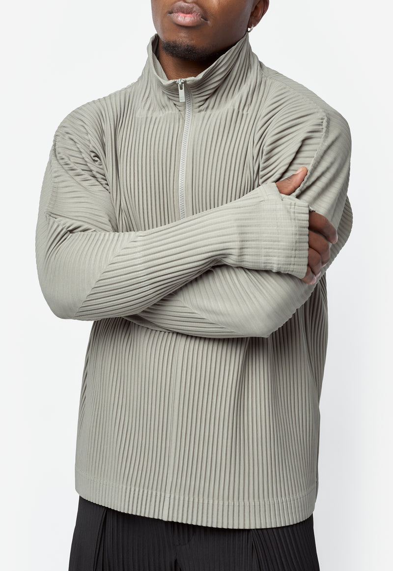 Monthly Colour November Pleated Zip Sweater Managan Green HP58-JK112-64