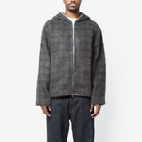 Full Zip Hood Fuzzled Plum Check Hairy Wool M2266FF
