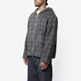 Full Zip Hood Fuzzled Plum Check Hairy Wool M2266FF