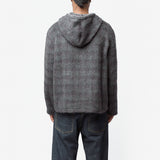 Full Zip Hood Fuzzled Plum Check Hairy Wool M2266FF