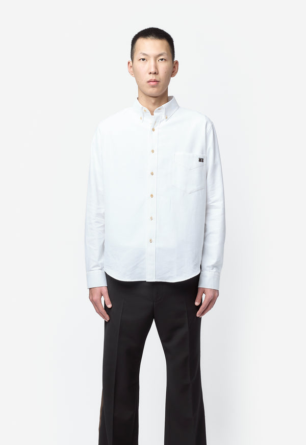 Cotton Pique Isaac Oxford Shirt White MS26SH09-CO03-001