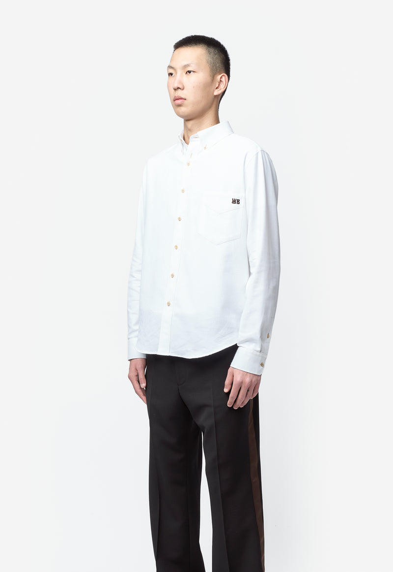 Cotton Pique Isaac Oxford Shirt White MS26SH09-CO03-001