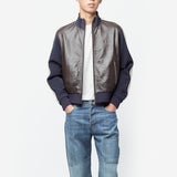 Path Leather Jacket Navy/Dark Brown/Ivory US26LE03-LE02-589