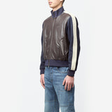 Path Leather Jacket Navy/Dark Brown/Ivory US26LE03-LE02-589