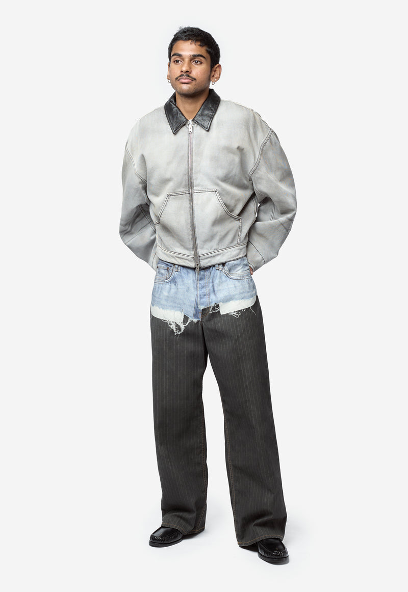 Men's Printed Pinstripe Jeans Blue/Black FN-UX-TROU0000056
