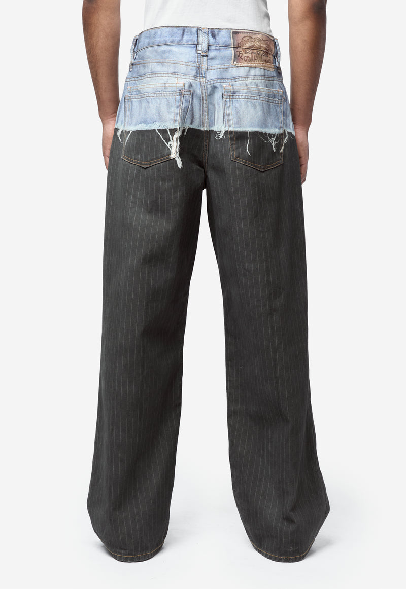Men's Printed Pinstripe Jeans Blue/Black FN-UX-TROU0000056