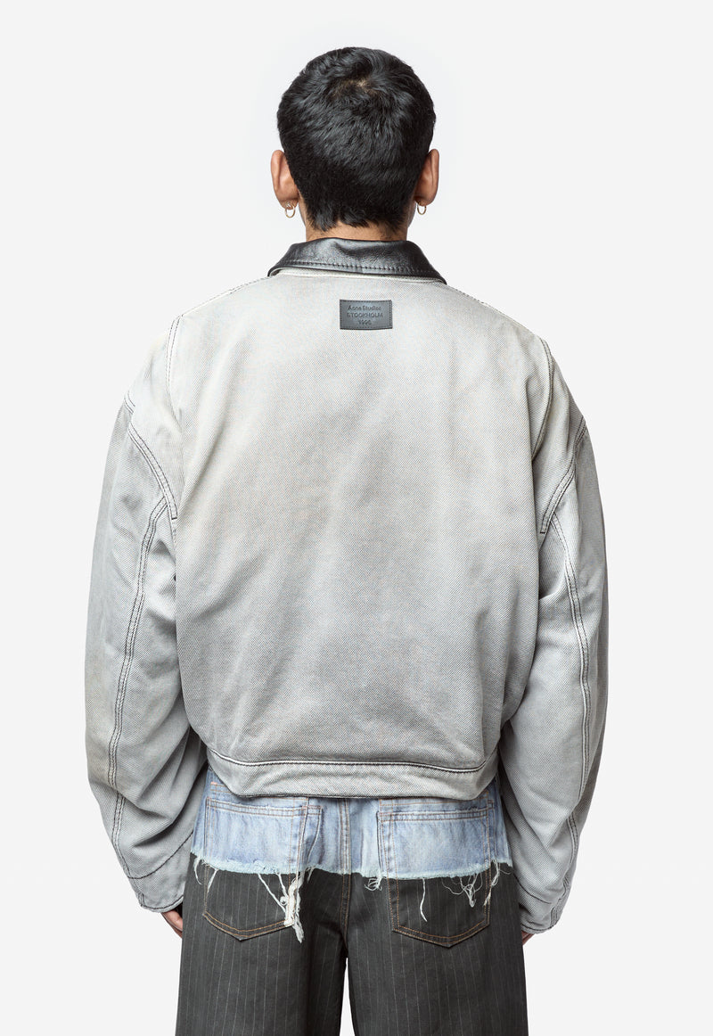 Men's Faded Denim Jacket White/Black FN-MN-OUTW0001285