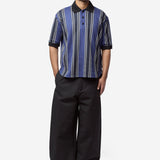 Men's Striped Knit Polo Navy/Black WQ-T009-051