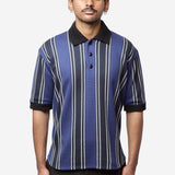 Men's Striped Knit Polo Navy/Black WQ-T009-051