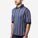 Men's Striped Knit Polo Navy/Black WQ-T009-051