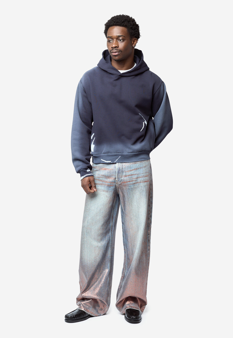 Men's Sprayed Logo Hoodie Navy/White FN-UX-SWEA000111