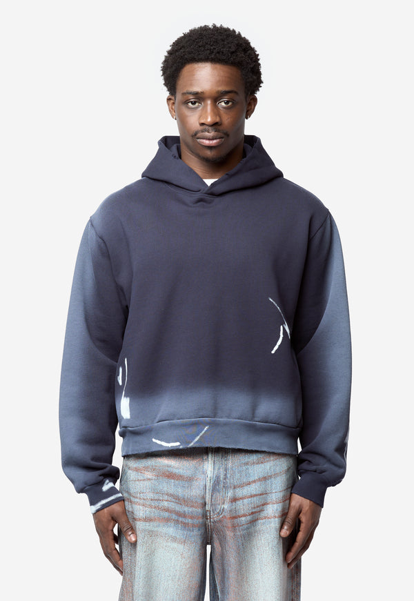 Men's Sprayed Logo Hoodie Navy/White FN-UX-SWEA000111