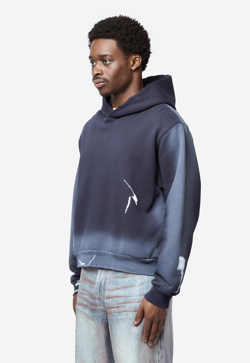 Men's Sprayed Logo Hoodie Navy/White FN-UX-SWEA000111