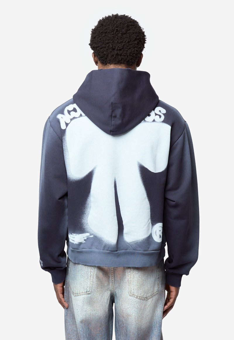 Men's Sprayed Logo Hoodie Navy/White FN-UX-SWEA000111