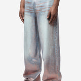 Men's Loose Glitter Jeans-1981 Rose Copper/Light Blue C00119-CP1143