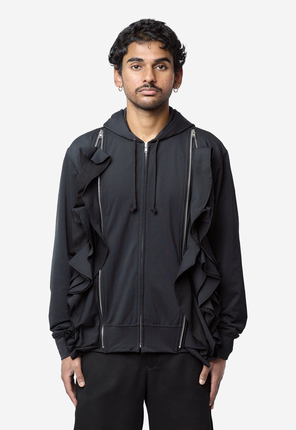 Men's Ruffle Zip Sweater Black PQ-T030-051-1-3