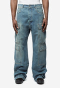 Men's Double Cargo Jeans Washed Indigo DU01F4361