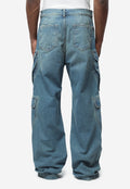 Men's Double Cargo Jeans Washed Indigo DU01F4361