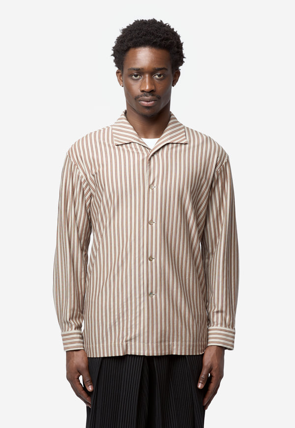 Men's Stripe Jersey Shirt Brown HP66-JJ315-44