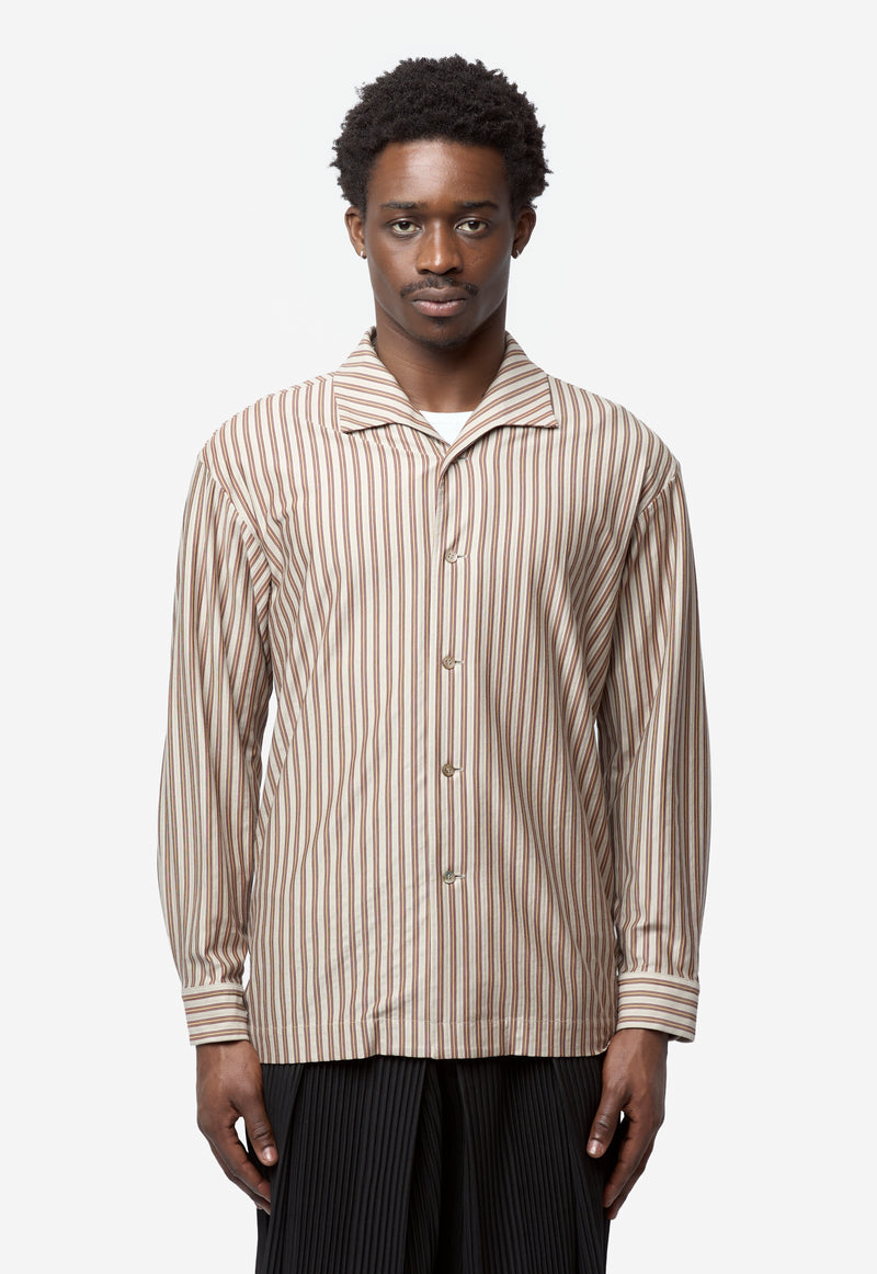 Men's Stripe Jersey Shirt Brown HP66-JJ315-44