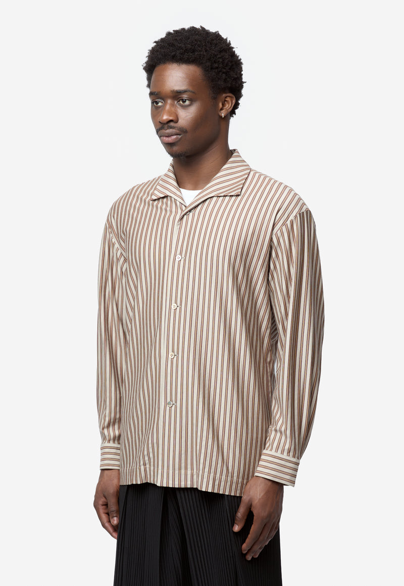 Men's Stripe Jersey Shirt Brown HP66-JJ315-44