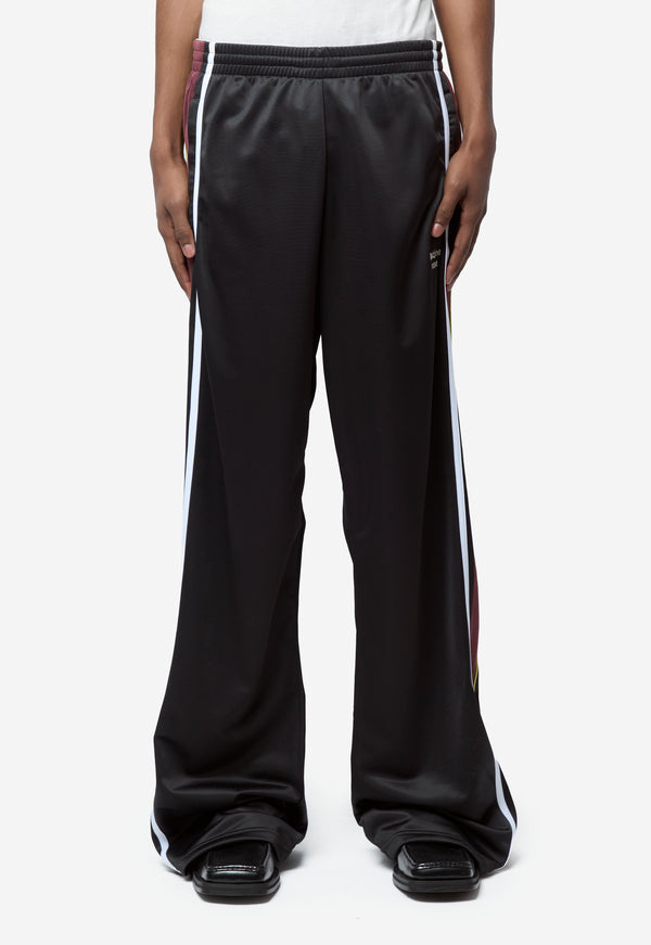 Unisex Wide Leg Trackpant Black Burgundy 167JT8062