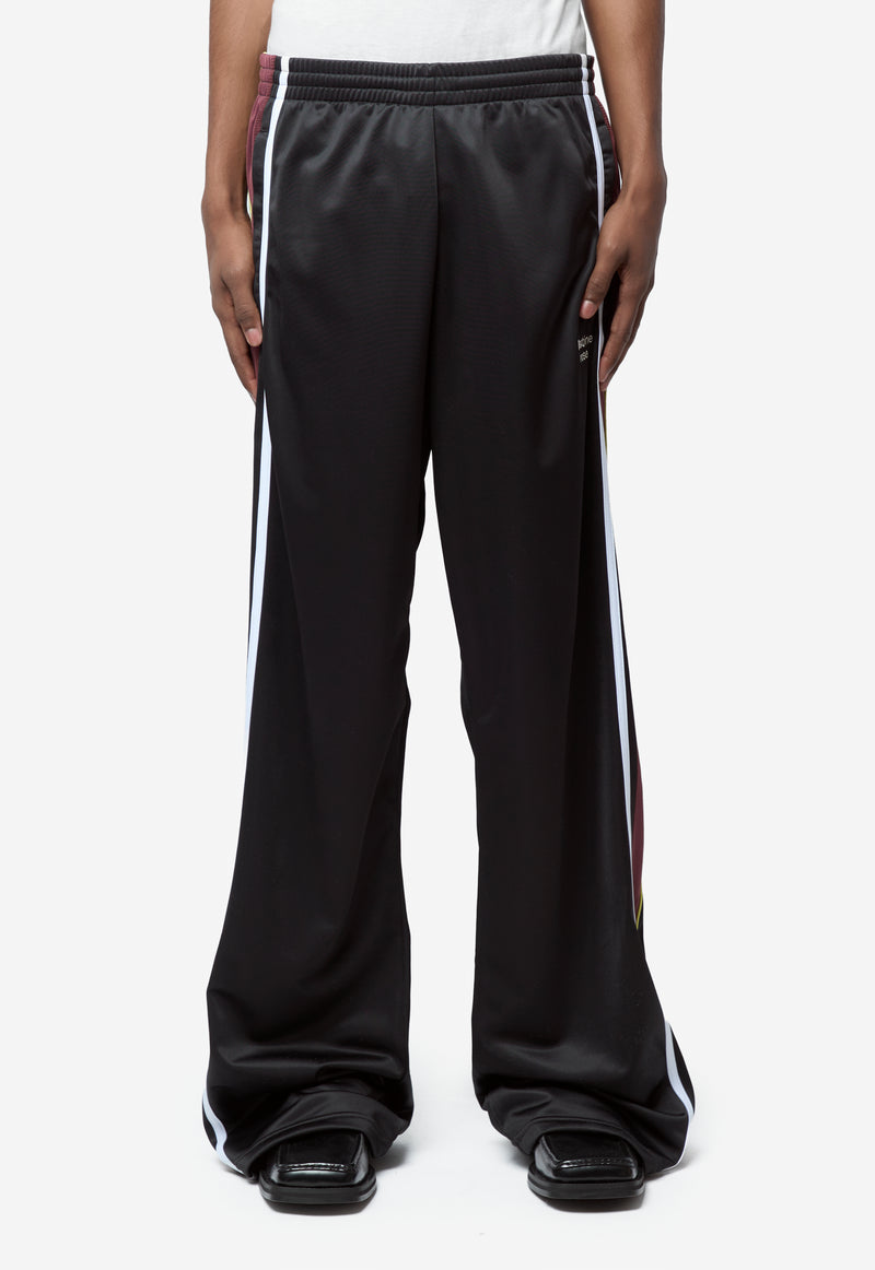 Unisex Wide Leg Trackpant Black Burgundy 167JT8062