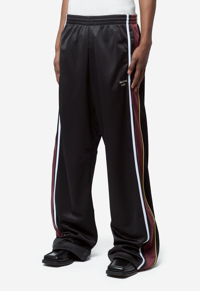 Unisex Wide Leg Trackpant Black Burgundy 167JT8062