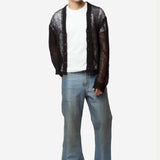 Men's Academy Cardigan Black Ragged Open Linen M2263AB