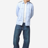 Men's Contrast Stripe Shirt Jacket Blue WQ-B037-051-1