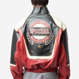 Unisex Superbowl Leather Jacket Black Red 571LP28068