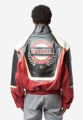 Unisex Superbowl Leather Jacket Black Red 571LP28068
