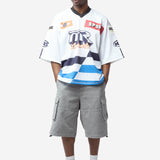 Unisex Oversized Hockey Top White Blue 129JT10063