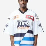 Unisex Oversized Hockey Top White Blue 129JT10063