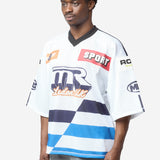 Unisex Oversized Hockey Top White Blue 129JT10063