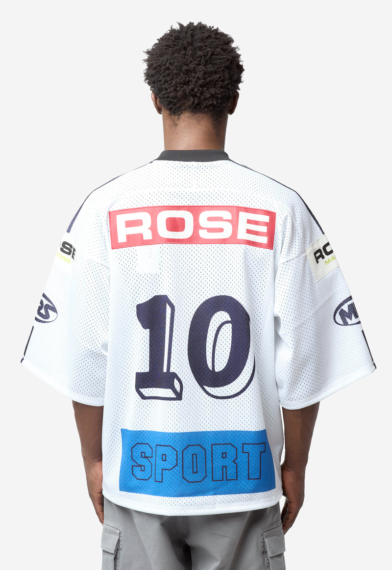 Unisex Oversized Hockey Top White Blue 129JT10063