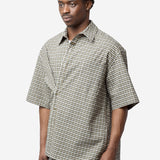 Unisex Short Sleeve Boxy Wrap Shirt Black Green 440WS41064