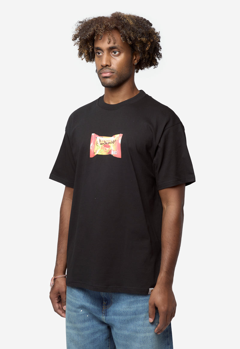 Men's Short Sleeve Road Side Snack Organic Cotton T-Shirt Black I036880