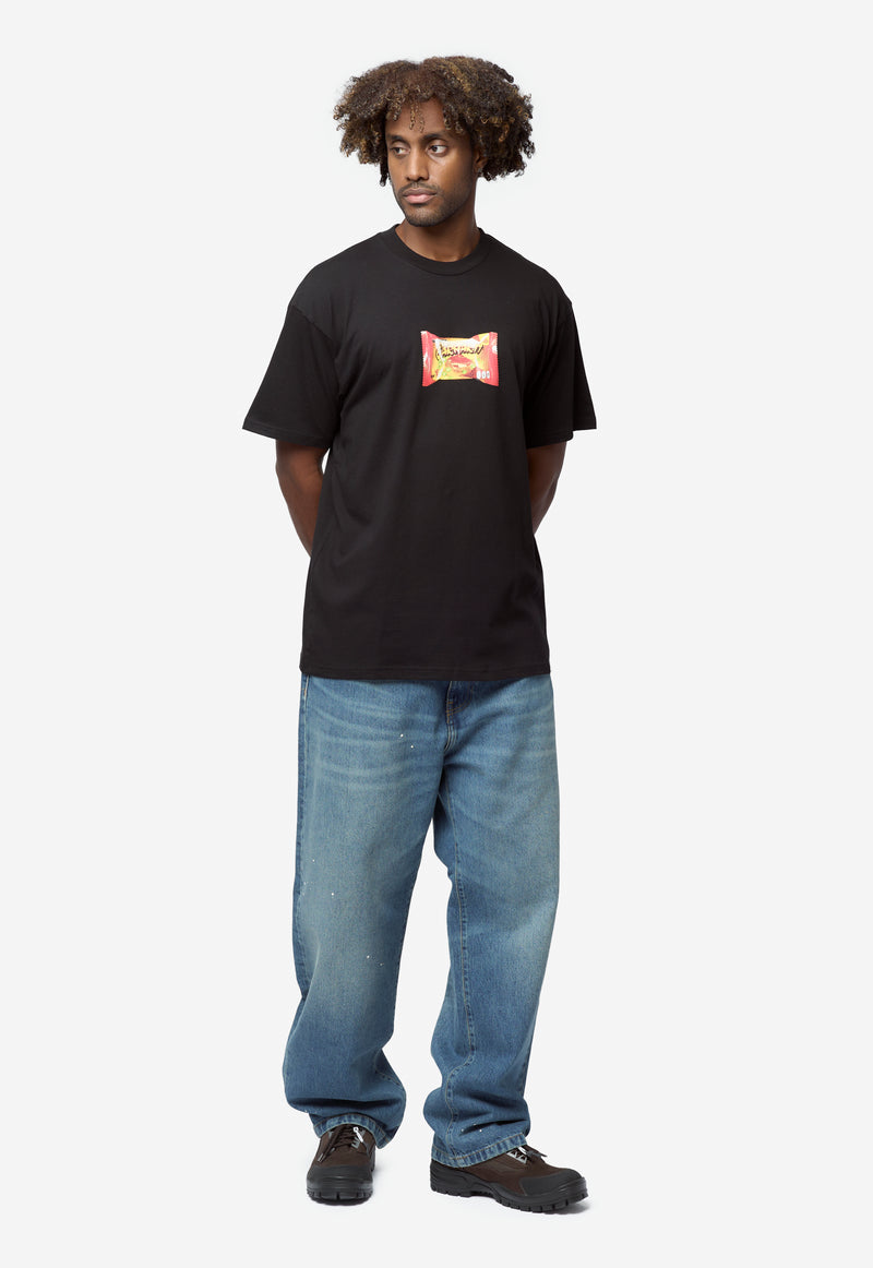 Men's Short Sleeve Road Side Snack Organic Cotton T-Shirt Black I036880
