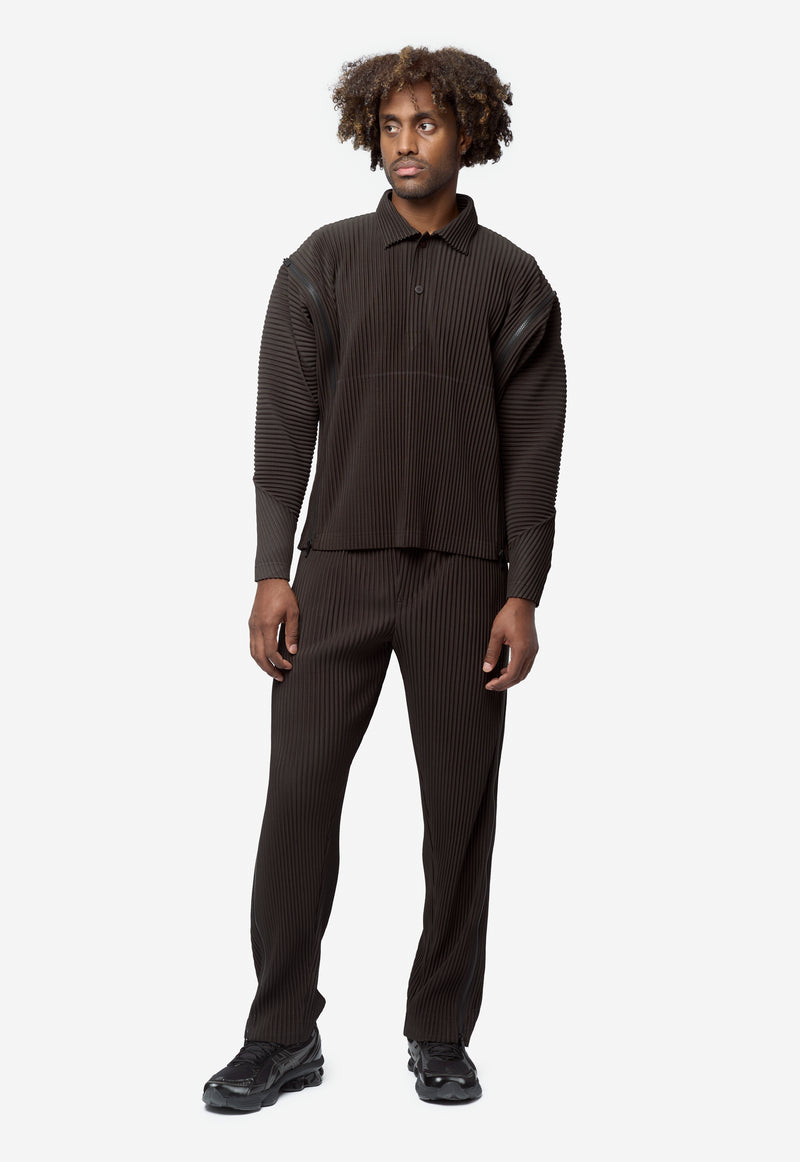 Men's Multi Fastened Pleated Shirt Pizza Scorch Brown HP66-JM231-46